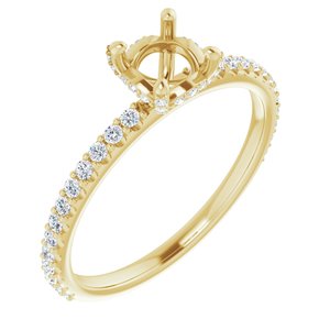 14K Yellow Gold 5.2 mm Round 1/4 CTW Natural Diamond Semi-Set Engagement Ring   