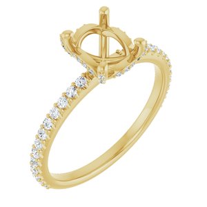 14K Yellow Gold 8x6 mm Oval 1/4 CTW Natural Diamond Semi-Set Engagement Ring   