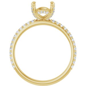 14K Yellow Gold 9 x 7 mm Oval 1/3 CTW Natural  Diamond Semi-Set Engagement Ring