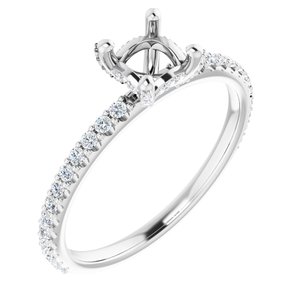 14K White Gold 4x4 mm Square 1/3 CTW Natural Diamond Semi-Set Engagement Ring
