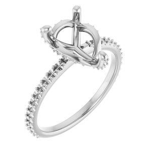 14K White Gold 10x7 mm Pear Engagement Ring Mounting