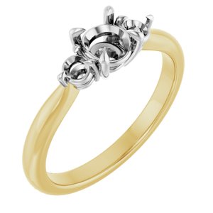 14K Yellow/White Gold 5.2 mm Round Engagement Ring Mounting