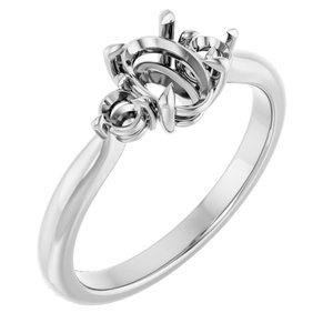 14K White Gold 7x5 mm Oval Engagement Ring Mounting