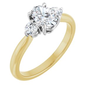 14K Yellow/White Gold 7x5 mm Oval 1/5 CTW Lab-Grown Diamond Semi-Set Engagement Ring