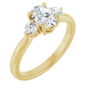 14K Yellow Gold 7x5 mm Oval 1/5 CTW Natural Diamond Semi-Set Engagement Ring