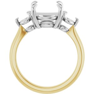 14K Yellow/White Gold 10 mm Round Engagement Ring Mounting