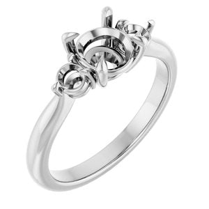 Platinum 6.5 mm Round Engagement Ring Mounting