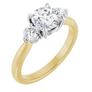 14K Yellow/White Gold 6.5 mm Round 1/3 CTW Lab-Grown Diamond Semi-Set Engagement Ring
