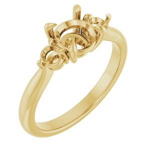 14K Yellow Gold 6.5 mm Round Engagement Ring Mounting