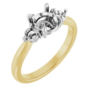 18K Yellow Gold & Platinum 6.5 mm Round Engagement Ring Mounting
