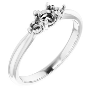 14K White Gold 4.1 mm Round Engagement Ring Mounting