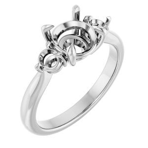 14K White Gold 7.4 mm Round Engagement Ring Mounting