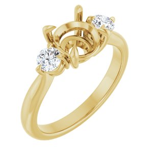 14K Yellow Gold 7.4 mm Round 1/3 CTW Lab-Grown Diamond Semi-Set Engagement Ring