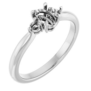 14K White Gold 6x4 mm Oval Engagement Ring Mounting