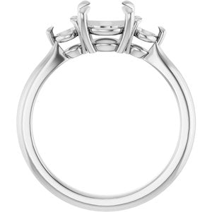 Platinum 7 mm Round Engagement Ring Mounting