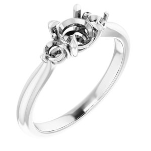 14K White Gold 5.5 mm Round Engagement Ring Mounting