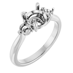 Platinum 7 mm Round Engagement Ring Mounting