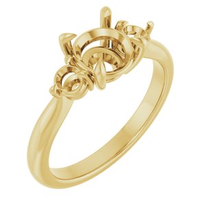 14K Yellow Gold 7 mm Round Engagement Ring Mounting