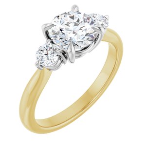14K Yellow/White Gold 7 mm Round 1/3 CTW Lab-Grown Diamond Semi-Set Engagement Ring