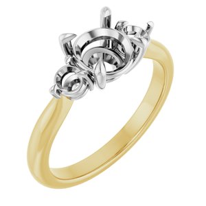 14K Yellow/White Gold 7 mm Round Engagement Ring Mounting