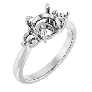 14K White Gold 8 mm Round Engagement Ring Mounting