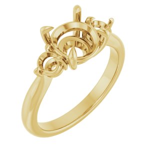 14K Yellow Gold 8 mm Round Engagement Ring Mounting