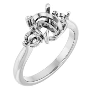 14K White Gold 9x7 mm Oval Engagement Ring Mounting
