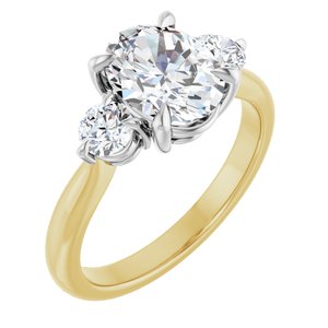 14K Yellow/White Gold 9x7 mm Oval 3/8 CTW Lab-Grown Diamond Semi-Set Engagement Ring