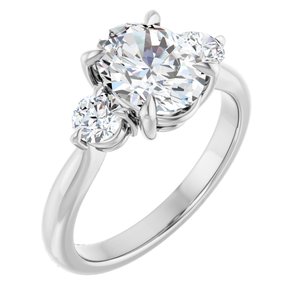 14K White Gold 9x7 mm Oval 3/8 CTW Lab-Grown Diamond Semi-Set Engagement Ring