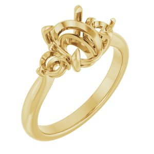 14K Yellow Gold 9x7 mm Oval Engagement Ring Mounting
