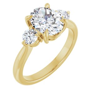 14K Yellow Gold 9x7 mm Oval 3/8 CTW Natural Diamond Semi-set Engagement Ring