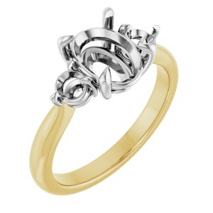 14K Yellow/White Gold 9x7 mm Oval Engagement Ring Mounting