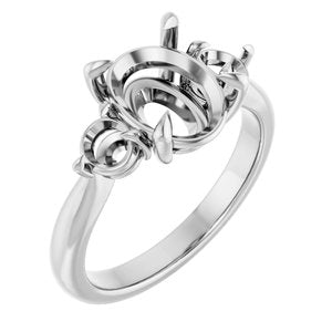 14K White Gold 10x8 mm Oval Engagement Ring Mounting