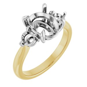 14K Yellow/White Gold 10x8 mm Oval Engagement Ring Mounting