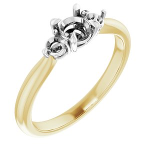 14K Yellow/White Gold 4.8 mm Round Engagement Ring Mounting