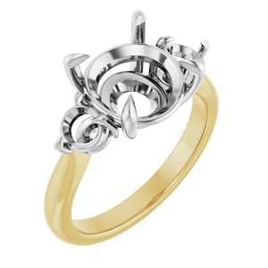 14K Yellow/White Gold 10 mm Round Engagement Ring Mounting