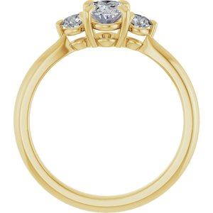 14K Yellow Gold 7x5 mm Oval 1/5 CTW Natural Diamond Semi-Set Engagement Ring