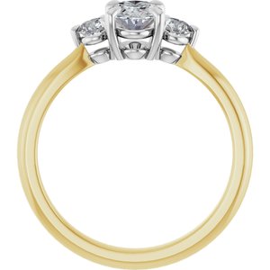 14K Yellow/White Gold 7x5 mm Oval 1/5 CTW Lab-Grown Diamond Semi-Set Engagement Ring