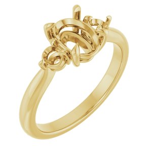14K Yellow Gold 8x6 mm Oval Engagement Ring Mounting