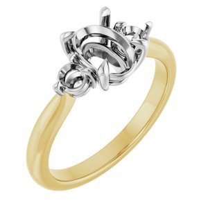 14K Yellow/White Gold 8x6 mm Oval Engagement Ring Mounting