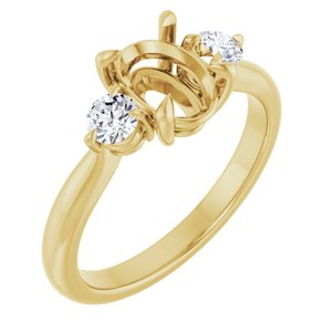 14K Yellow Gold 8x6 mm Oval 1/3 CTW Lab-Grown Diamond Semi-Set Engagement Ring