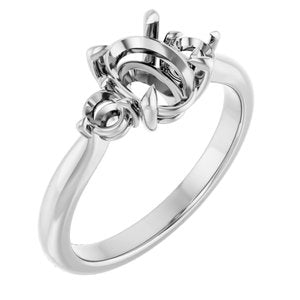 Platinum 8x6 mm Oval Engagement Ring Mounting