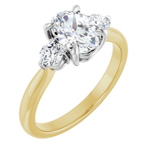 14K Yellow/White Gold 8x6 mm Oval 1/3 CTW Lab-Grown Diamond Semi-Set Engagement Ring