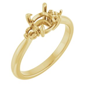 14K Yellow Gold 6x6 mm Cushion Engagement Ring Mounting