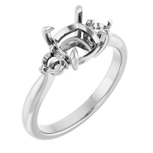 10K White Gold 7x7 mm Cushion Engagement Ring Mounting