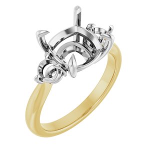14K Yellow/White Gold 9x9 mm Cushion Engagement Ring Mounting