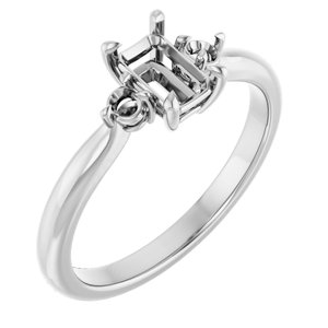 14K White Gold 6x4 mm Emerald Engagement Ring Mounting