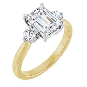 14K Yellow/White Gold 8x6 mm Emerald 1/3 CTW Lab-Grown Diamond Semi-Set Engagement Ring