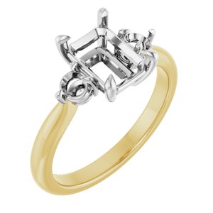 14K Yellow/White Gold 8x6 mm Emerald Engagement Ring Mounting