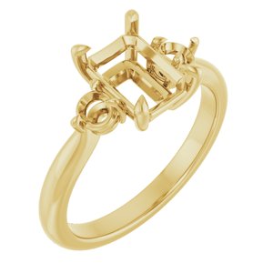14K Yellow Gold 8x6 mm Emerald Engagement Ring Mounting